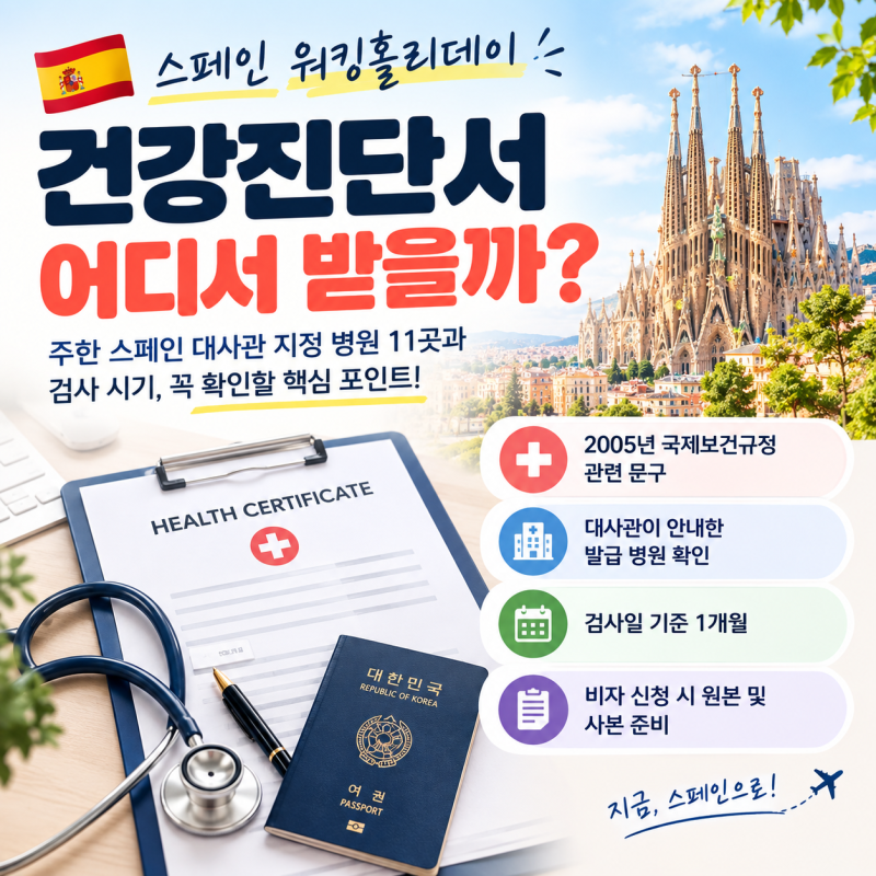 스페인 워킹홀리데이 건강진단서 어디서 받을까? 주한 스페인 대사관 지정 병원 11곳과 검사 ....
