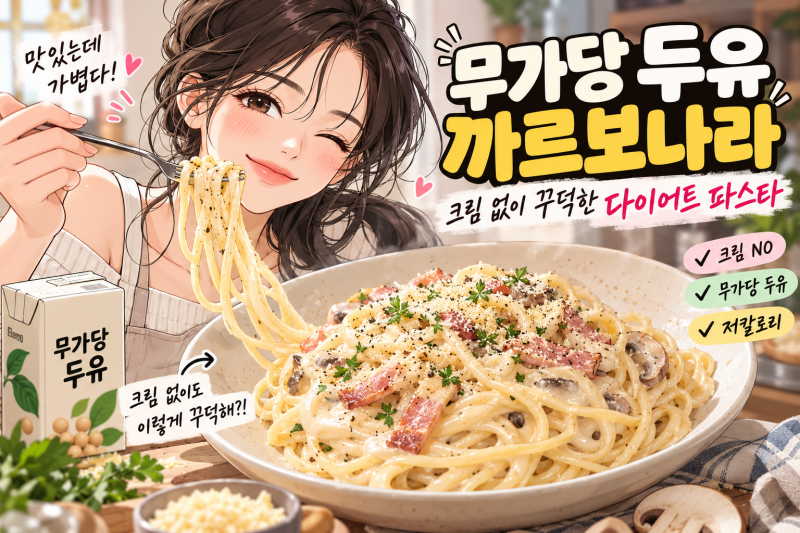 무가당 두유 까르보나라 크림 없이 만드는 다이어트 파스타 레시피