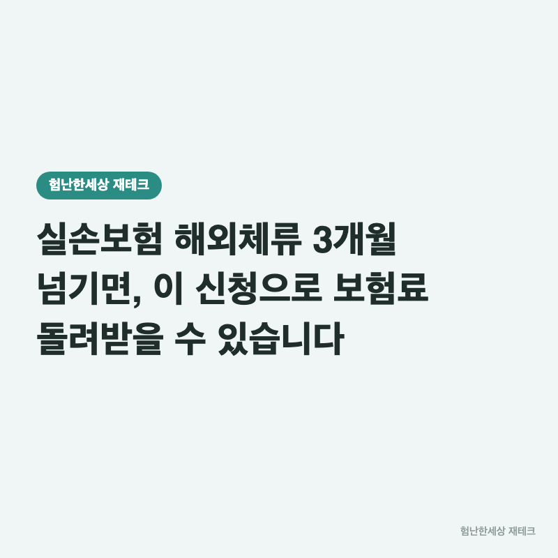 실손보험 해외체류 3개월 넘기면, 이 신청으로 보험료 돌려받을 수 있습니다