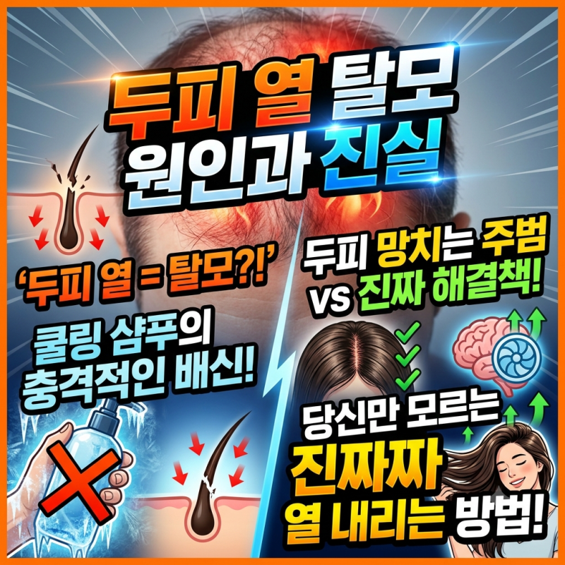 두피 열 탈모 원인과 진실: 쿨링 샴푸가 오히려 두피 망치는 이유와 진짜 열 내리는 방법