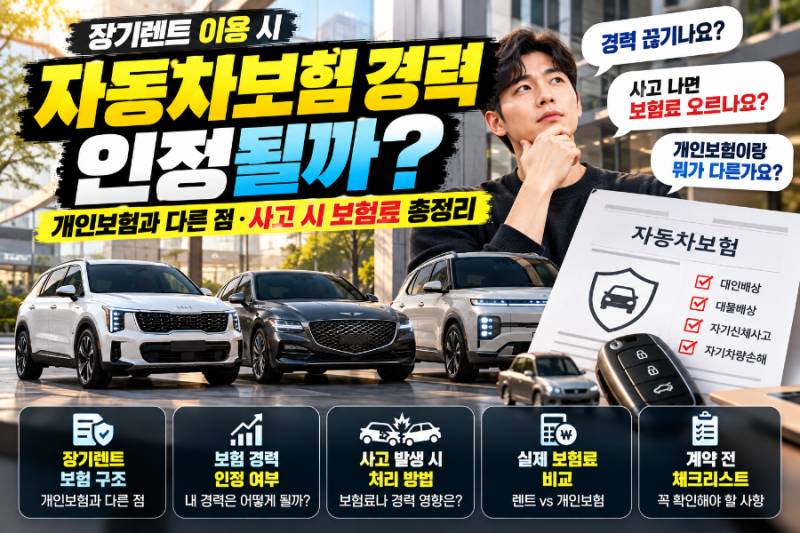 장기렌트 자동차보험 경력 인정될까?｜개인보험과 다른 점·사고 시 보험료 총정리