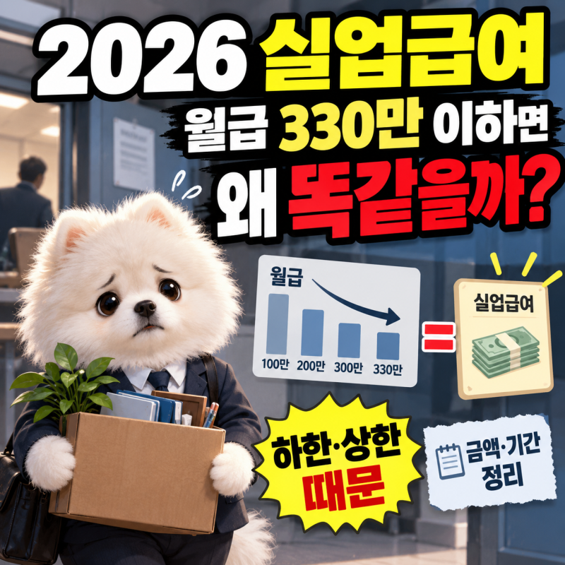실업급여 계산기 2026 월급 330만 원 이하면 모두 같은 금액 받는 이유