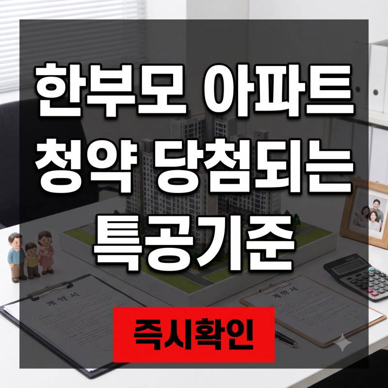 모르고 지나치면 손해 보는 2026년 한부모가정 아파트 특별공급 기준