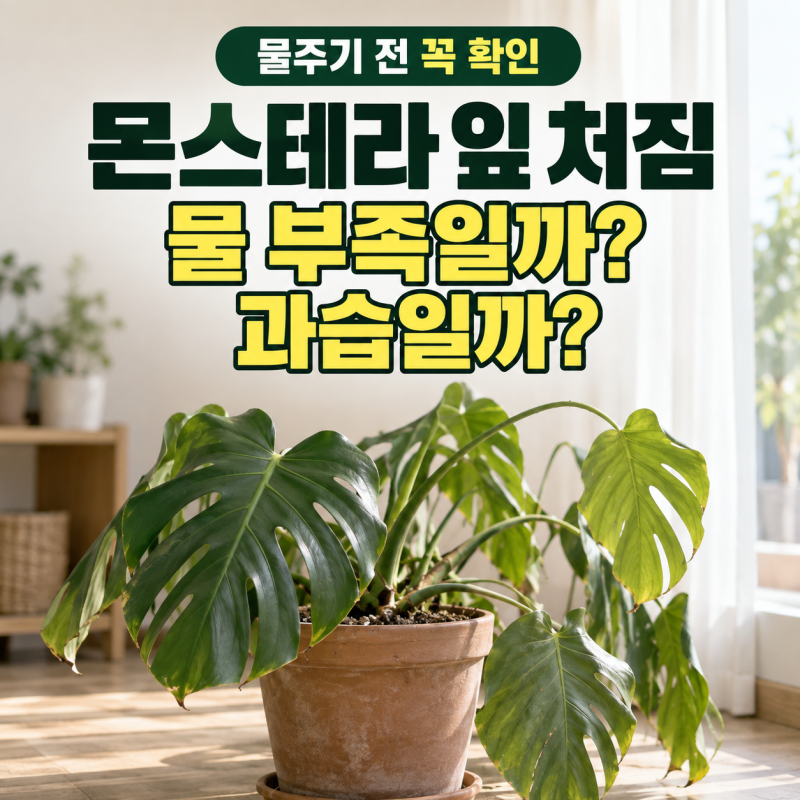 몬스테라 잎이 처지는 이유, 물 부족일까 과습일까