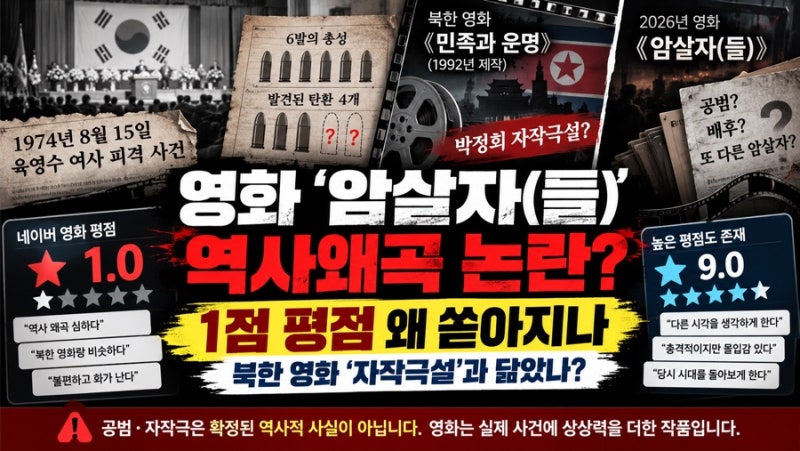 영화 ‘암살자(들)’ 역사왜곡 논란…1점 평점 왜 쏟아지나, 북한 영화 ‘자작극설’과 닮았....