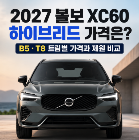 2027 볼보 XC60 하이브리드 가격은? B5·T8 트림별 가격과 제원 비교