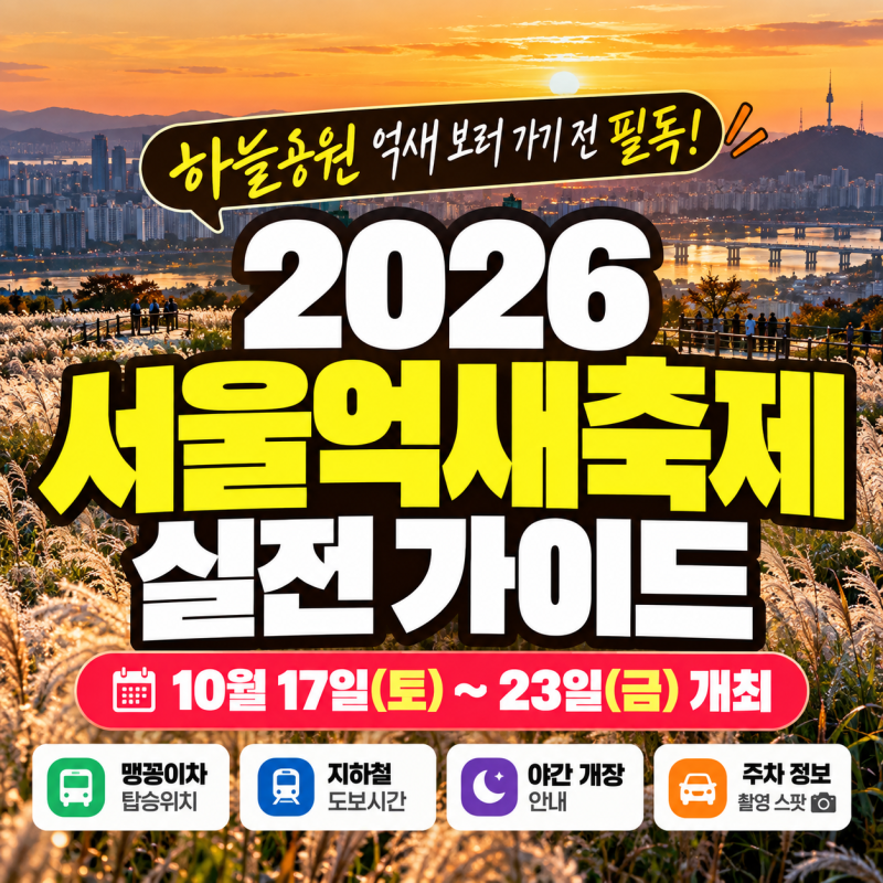 2026 서울억새축제 하늘공원 가기 전 꼭 확인｜맹꽁이차·주차·야간시간 총정리