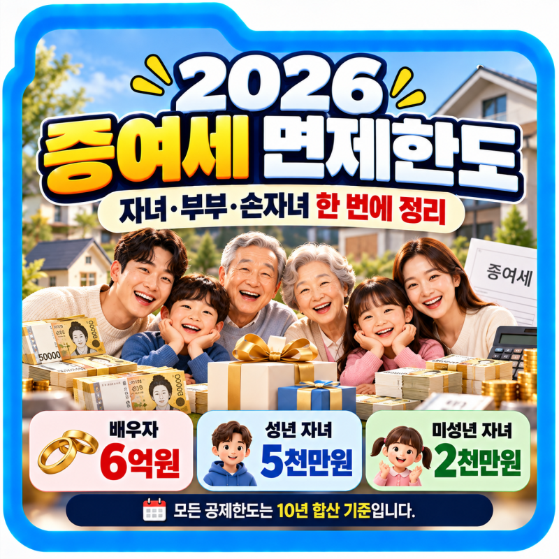 2026 증여세 면제한도, 자녀·부부·손자녀 한 번에 정리