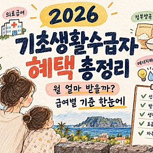 2026 기초생활수급자 혜택 총정리｜월 얼마 받을까? 급여별 기준 한눈에