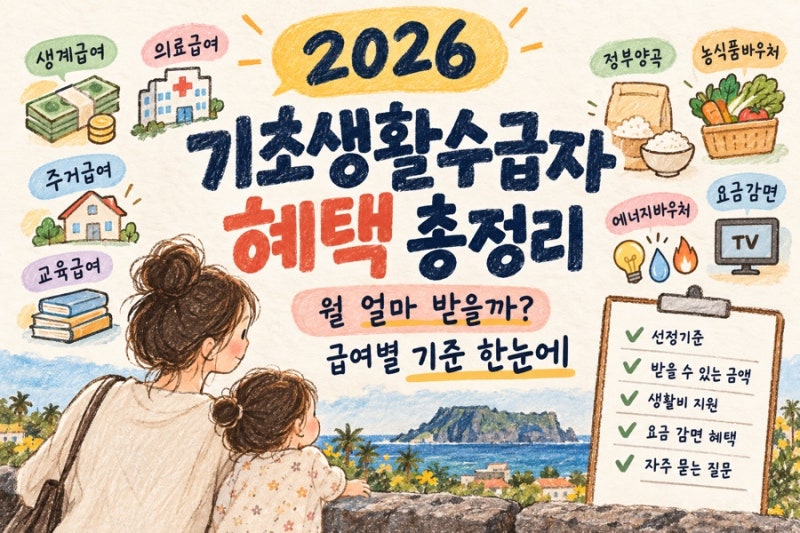 2026 기초생활수급자 혜택 총정리｜월 얼마 받을까? 급여별 기준 한눈에