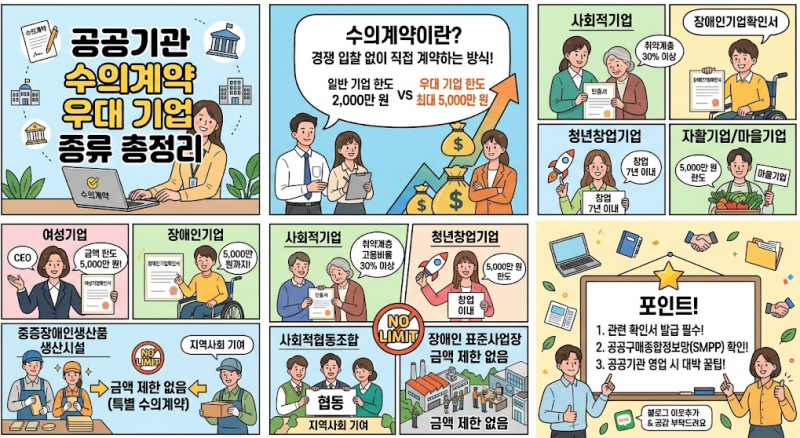 공공기관 수의계약 우대 기업 종류 총정리 (여성기업, 장애인기업 등 한도 및 자격)