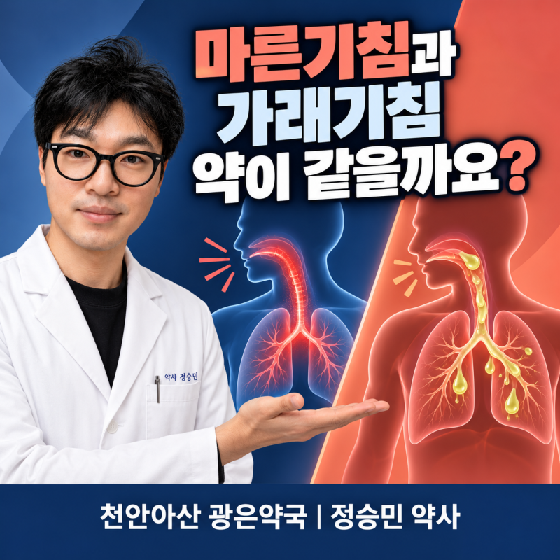 마른기침과 가래기침은 약이 같을까요? 기침 억제제와 거담제 선택 기준 _천안아산 광은약국