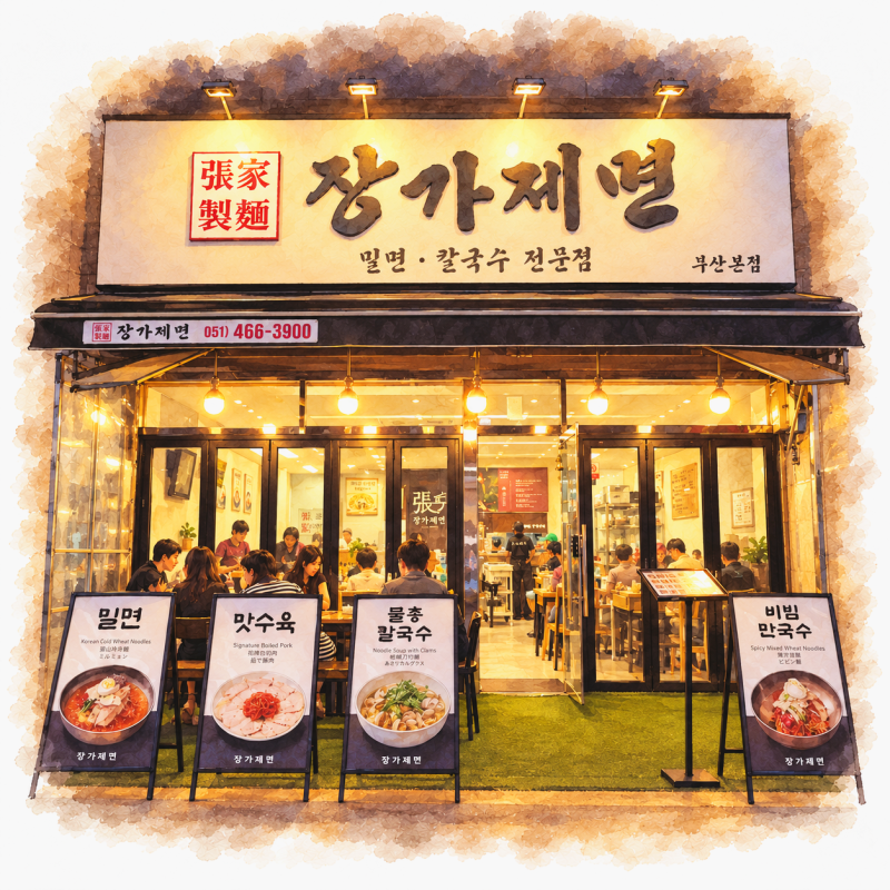 부산 깡통시장 맛집 장가제면집, 물총칼국수와 비빔밀면 가족 점심 맛집