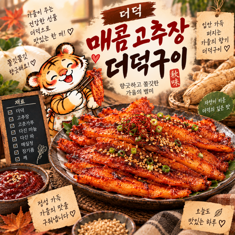 10월 제철 더덕 요리 레시피 4종 (방망이 고추장 더덕구이·아삭한 더덕 생채 무침·지중해풍 ....