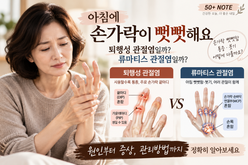 아침에 손가락이 뻣뻣하다｜퇴행성 관절염일까, 류마티스 관절염일까?