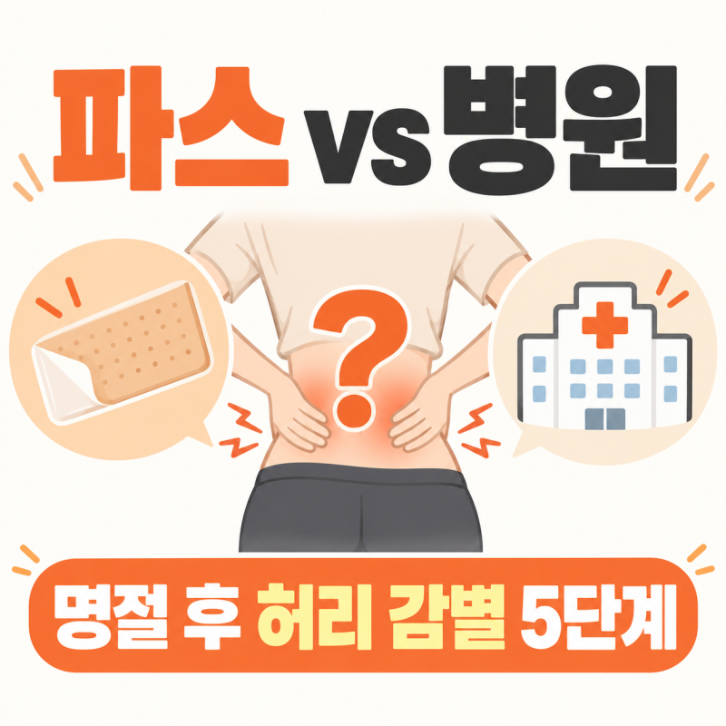 명절 지나고 허리가 뻐근한데, 그냥 파스로 될까 병원 갈까 답이 여기 있어요