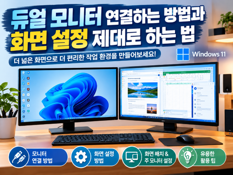 듀얼 모니터 연결하는 방법과 화면 설정 제대로 하는 법