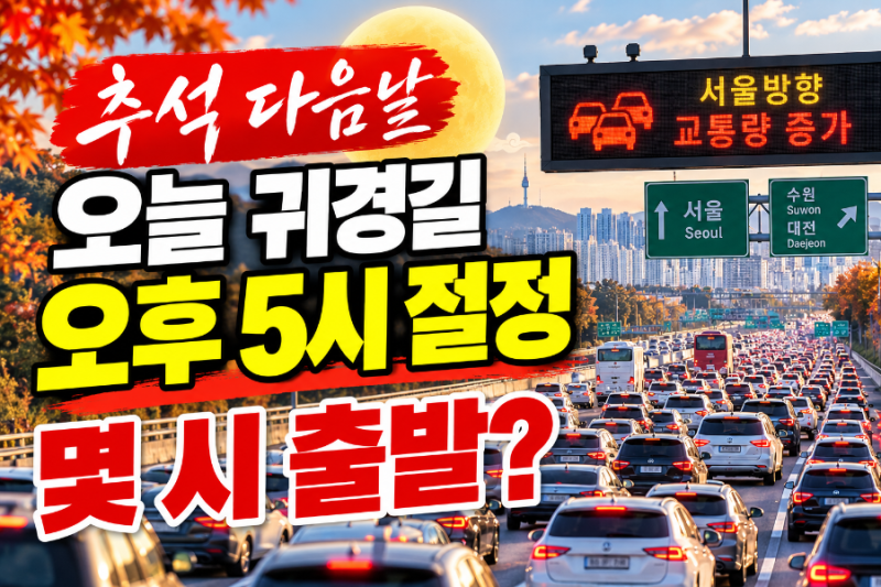 9월26일 고속도로 교통상황 추석 귀경길 정체시간, 몇시 출발해야 덜 막힐까?