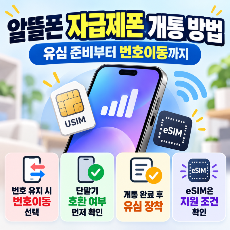 알뜰폰 자급제폰 개통 방법, 유심 준비부터 번호이동까지