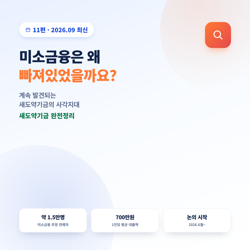 새도약기금 11편 — 미소금융은 왜 빠져있었을까요? 계속 발견되는 제도의 사각지대