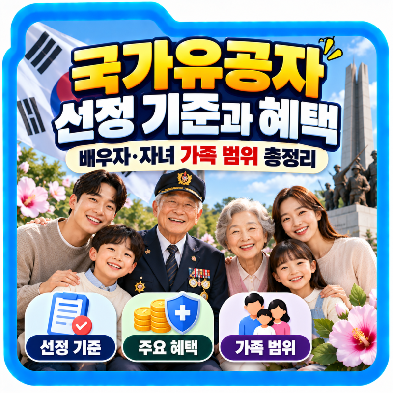 국가유공자 선정 기준과 혜택, 배우자·자녀 가족 범위 총정리