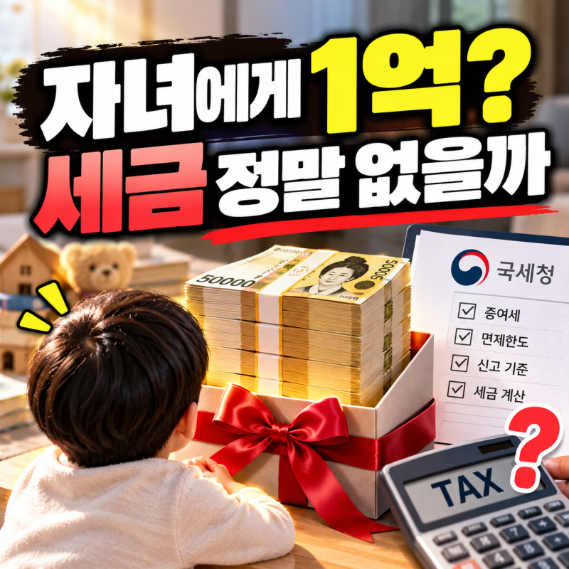 “자녀에게 1억 줘도 세금 없나?” 증여세 면제한도 상향됐는지 확인해보니