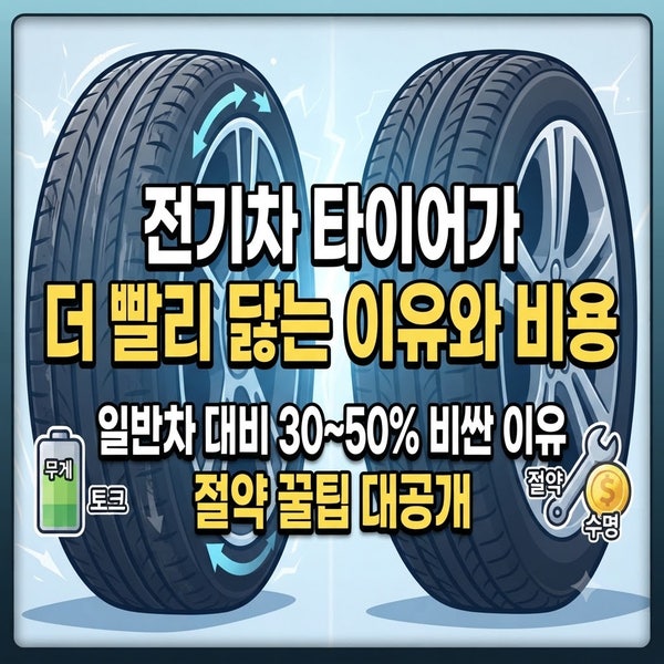 전기차 타이어가 더 빨리 닳는 이유와 비용｜일반차 대비 30~50% 비싼 이유와 절약 꿀팁