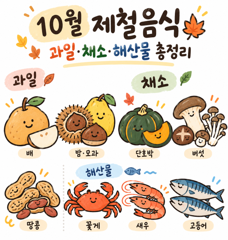 10월 제철음식 뭐가 있을까? 과일 채소 해산물 총정리
