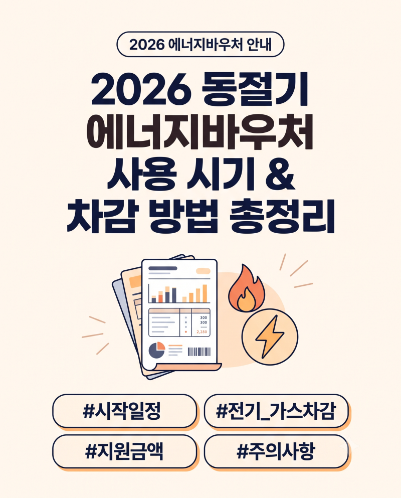 2026 에너지바우처 동절기 사용 언제부터? 전기·가스요금 어떻게 차감될까