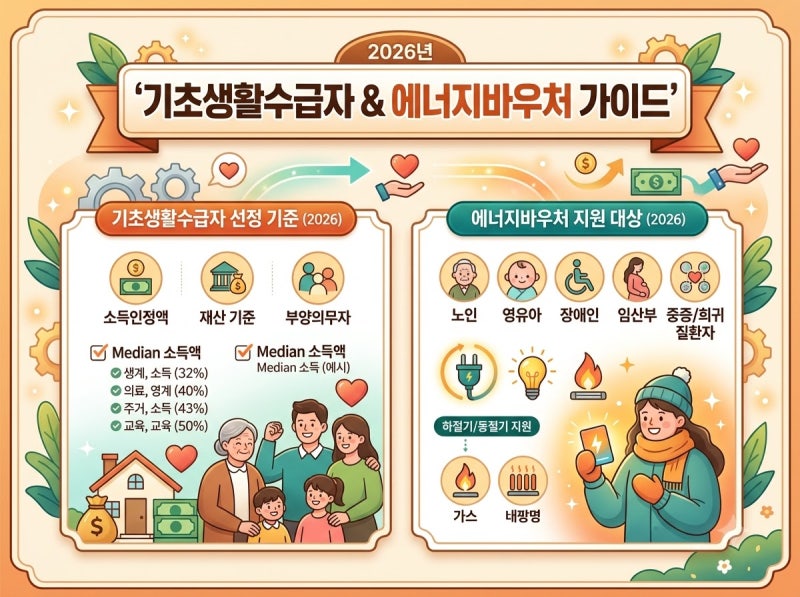 기초생활수급자 기준과 에너지바우처 대상, 현행 기준·신청 절차는?