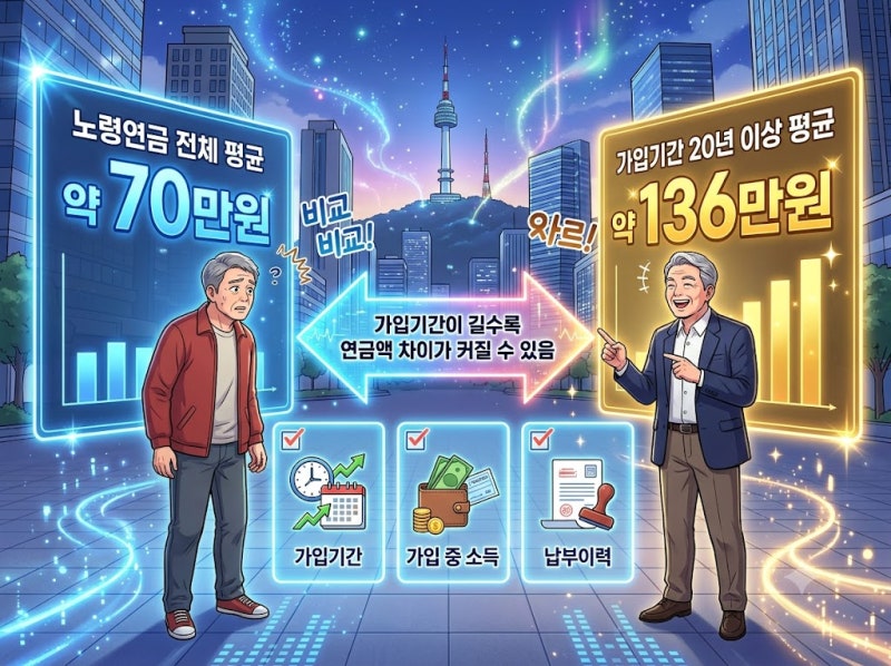 국민연금 70만원 vs 136만원, 수령액 차이 만드는 7가지