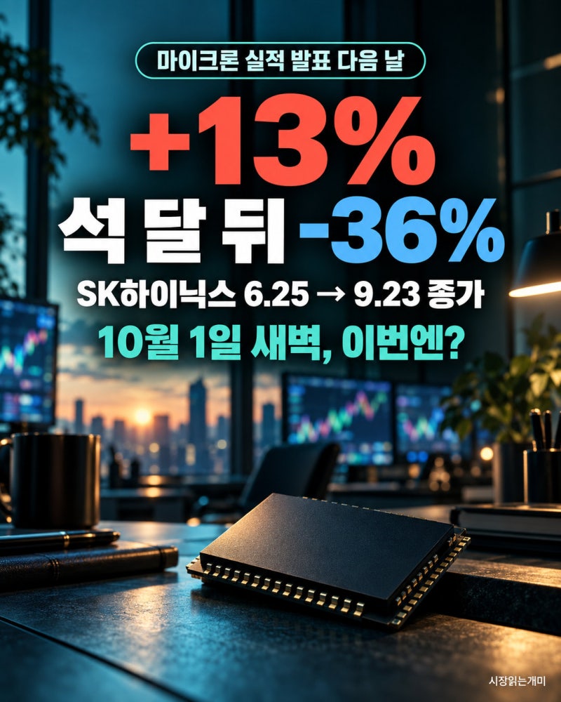 마이크론 실적 발표, 지난번엔 하이닉스 +13% 뒤 석 달 -36%…10월 1일 새벽 볼 숫자 3개