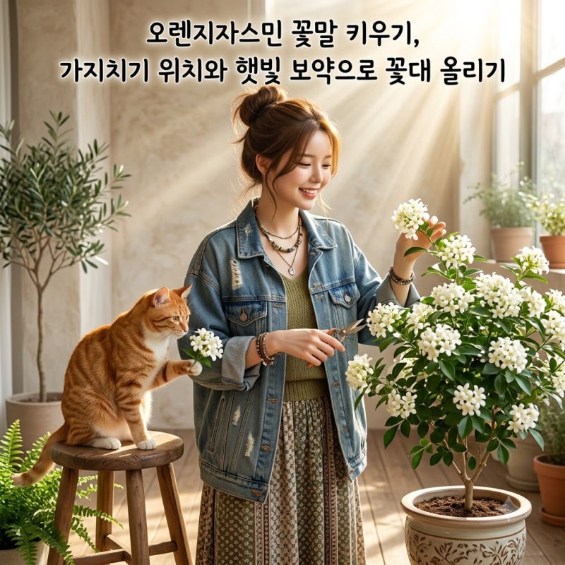 오렌지자스민 꽃말 키우기, 가지치기 위치와 햇빛 보약으로 꽃대 올리기