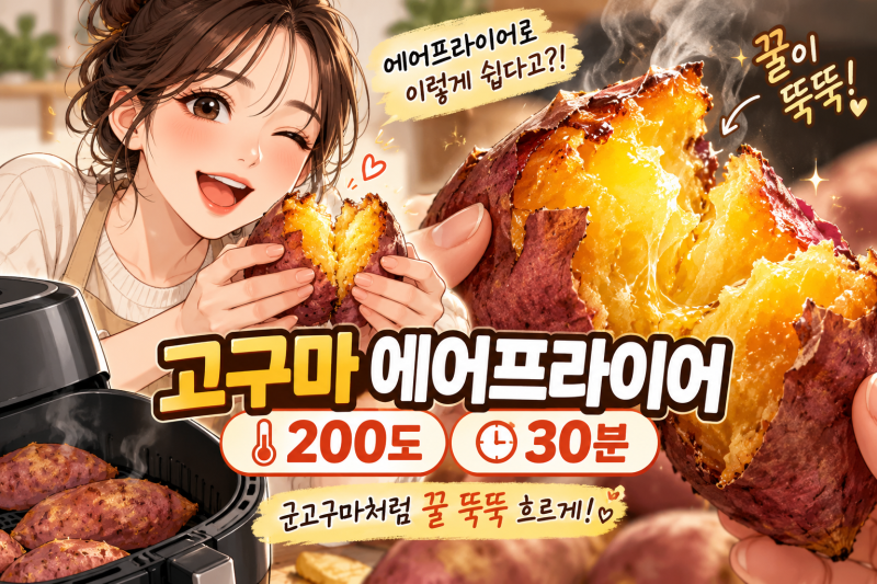 고구마 에어프라이어 온도 시간 꿀 뚝뚝 흘리는 군고구마 황금레시피
