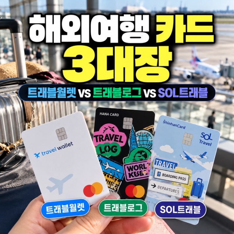 2026 해외여행 필수 카드 3대장 완벽 비교 (트래블월렛 vs 트래블로그 vs SOL트래블)
