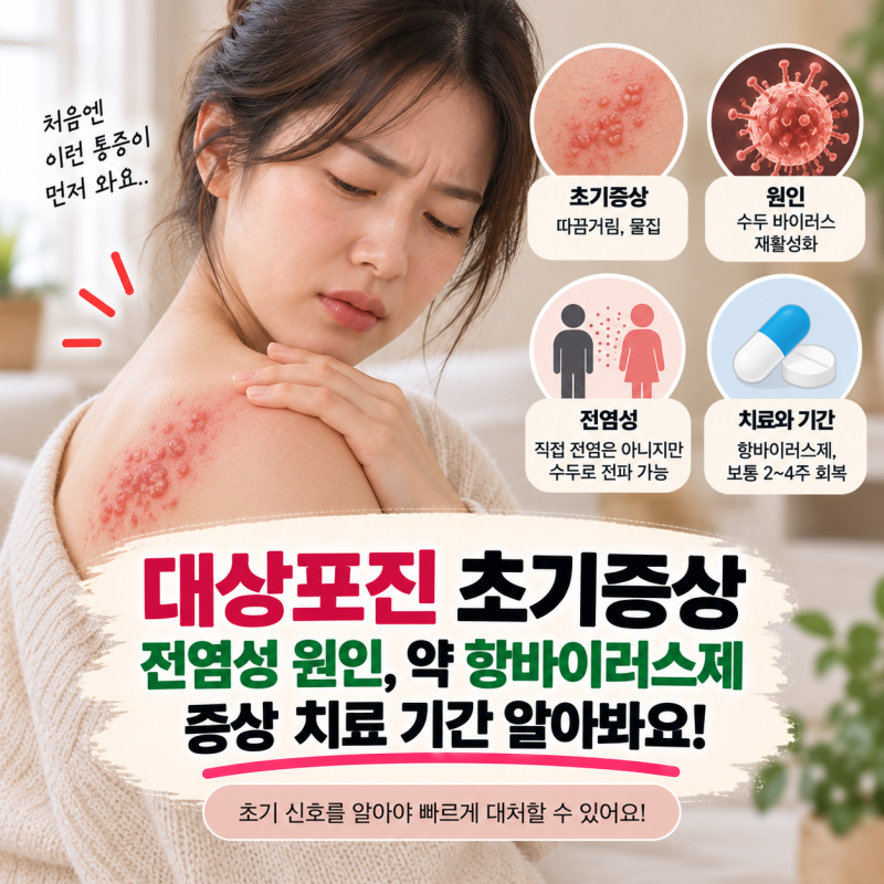 대상포진 초기증상 전염성 원인, 약 항바이러스제 증상 치료 기간 알아봐요