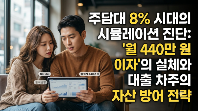 주담대 8% 시대의 시뮬레이션 진단: '월 440만 원 이자'의 실체와 대출 차주(채무자)의 자산 방....