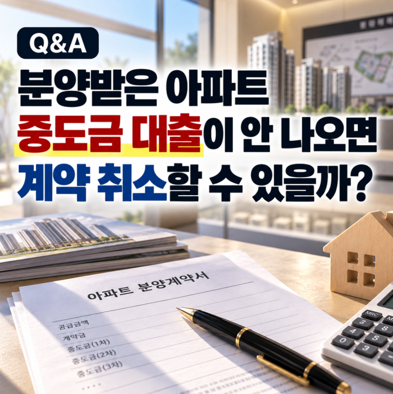[Q&A]분양받은 아파트 중도금 대출이 안 나오면 계약 취소할 수 있을까?
