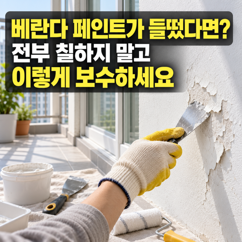 베란다 벽 페인트가 들떴다면? 전부 칠하지 말고 이렇게 보수하세요