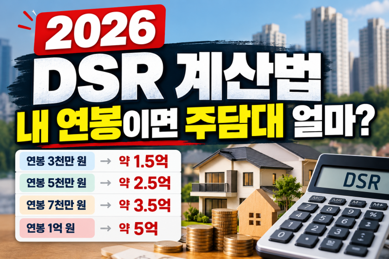 2026 DSR 계산법 총정리｜연봉 3천·5천·7천·1억 주택담보대출 한도는 얼마?