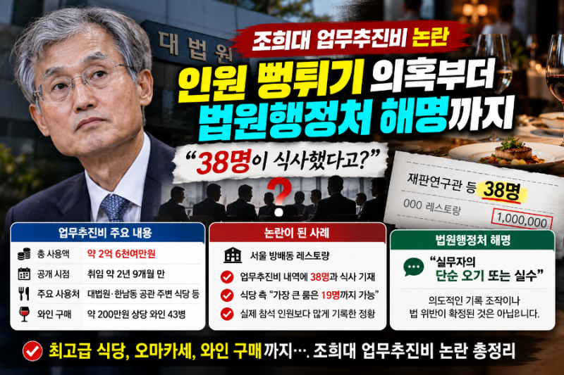 조희대 업무추진비 논란 총정리｜인원 뻥튀기 의혹부터 법원행정처 해명까지