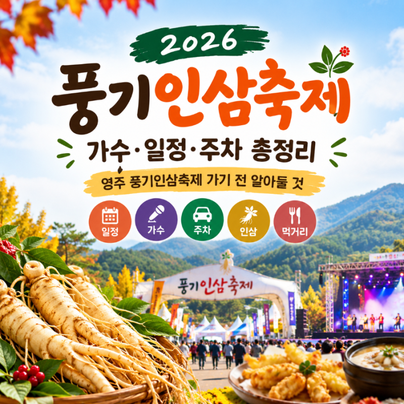 2026 풍기인삼축제 가수·일정·주차 총정리｜가을여행지를 찾는다면 영주 풍기인삼축제 가기....