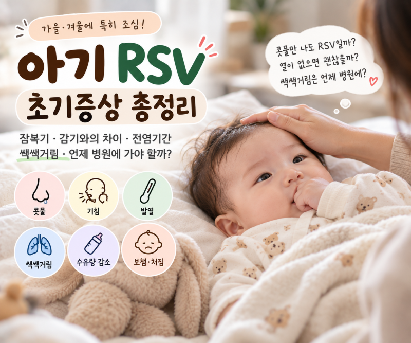 아기 RSV 초기 증상 총정리 | 잠복기·전염기간·감기 차이·쌕쌕거림 언제 병원 갈까?