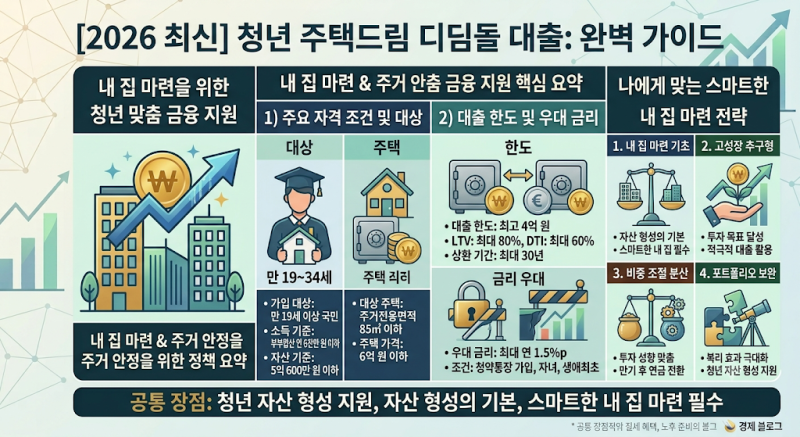 [2026 최신] 청년 주택 드림 디딤돌 대출 자격 조건 및 금리 우대 한도 정리