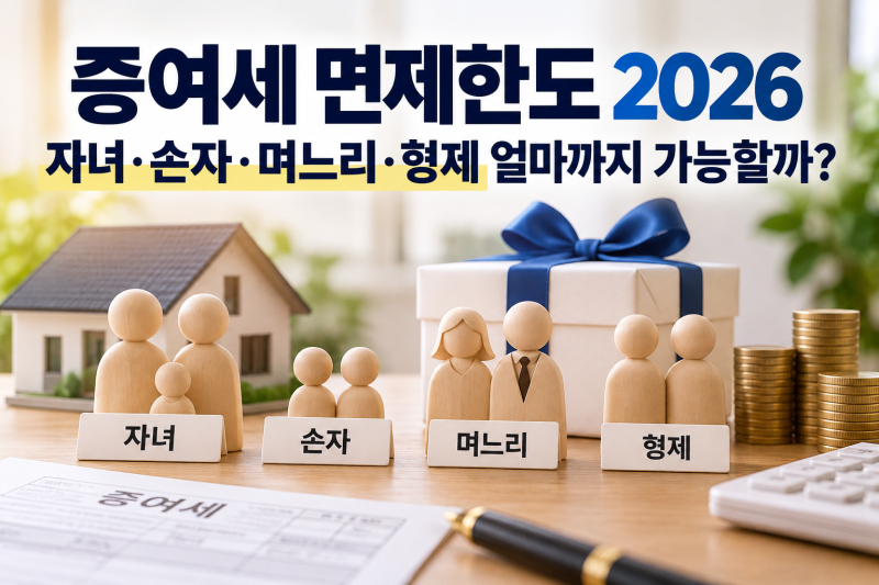증여세 면제한도 2026,자녀·손자·며느리·형제 얼마까지 가능할까?