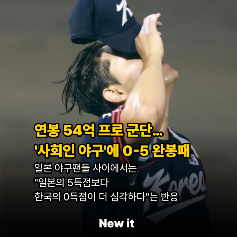 KBO 프로선수 연봉 54억 프로 군단…24명 vs 전원 사회인(실업)야구 일본, 히구치 신 7이닝 무실....