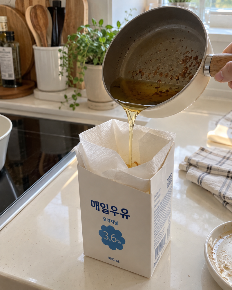 식용유버리는법 전 부치고 남은 기름 깔끔하게 버리는 법