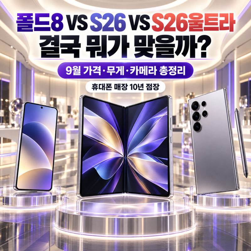 이대역 갤럭시폴드8 VS 갤럭시S26 VS S26울트라, 9월 가격·스펙 총정리