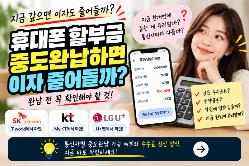 휴대폰 할부금 중도완납하면 이자 줄어들까? 완납 전 확인할 것