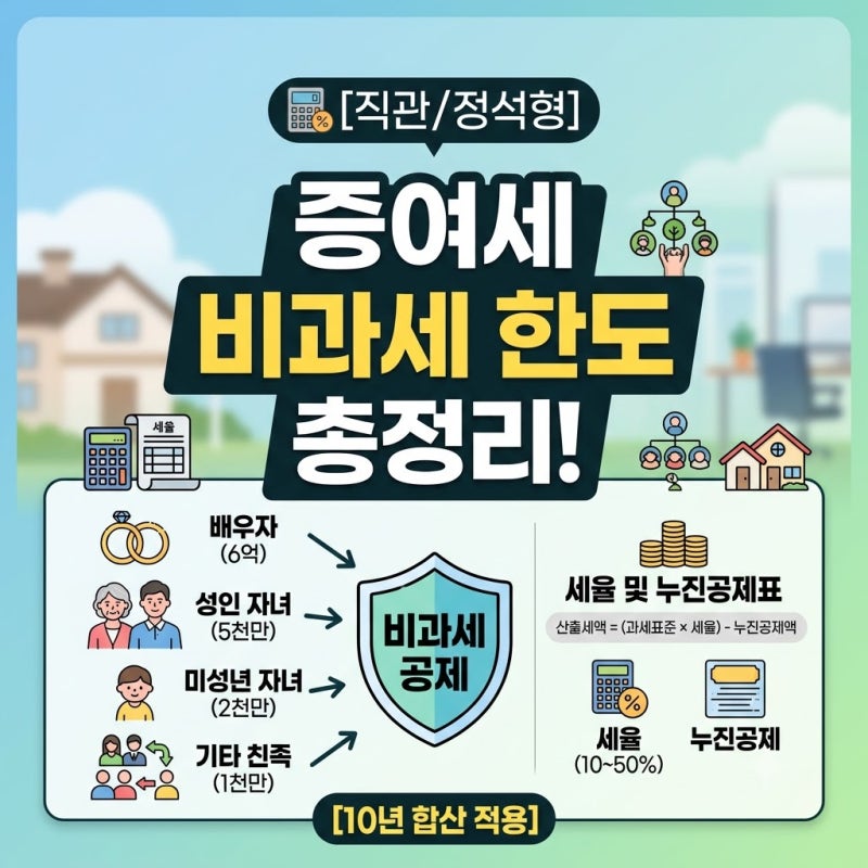 증여세 비과세 한도 총정리! 관계별 공제 금액부터 세율 계산법까지